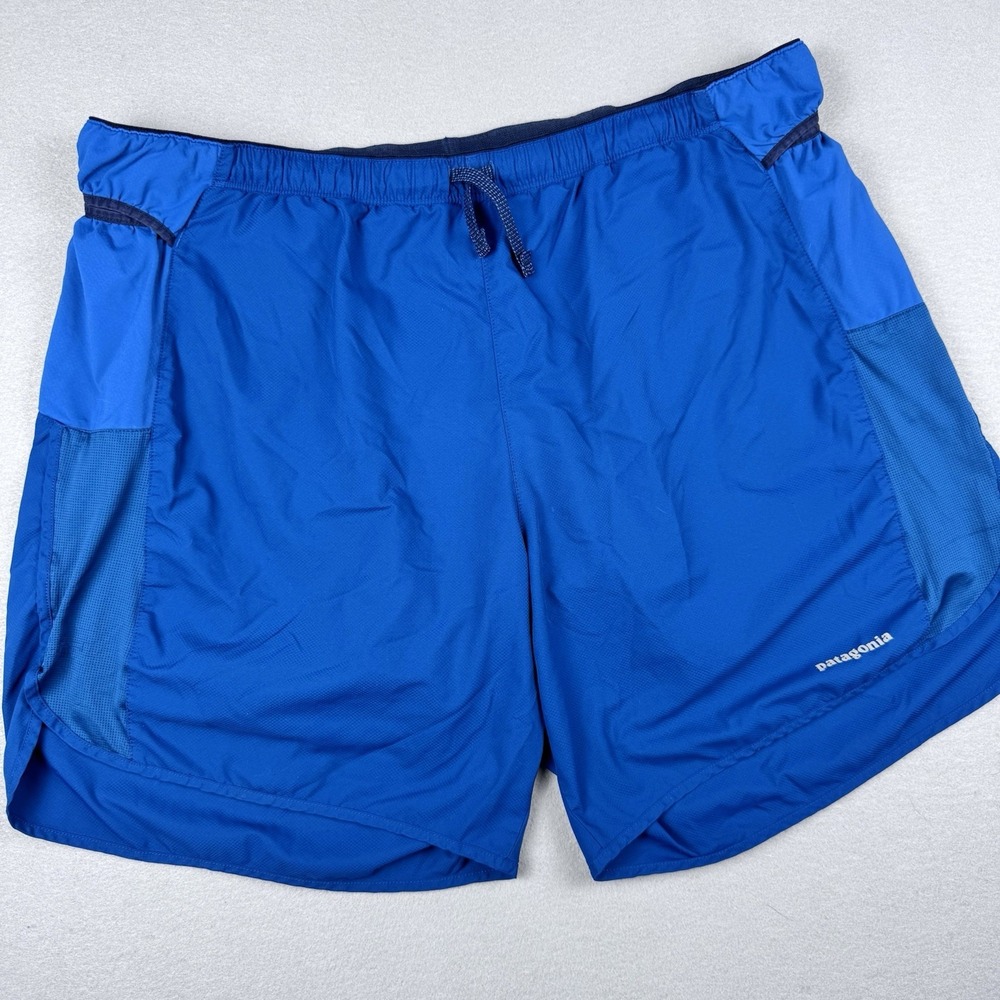 Patagonia Strider Pro Shorts Men XL Blue Lined Trail Running 6" Pockets Stretch